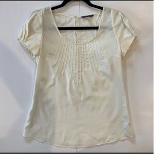 Sally Tseng| 100% Cotton Off-White Short Puff Sleeve Blouse